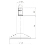 Disegno tecnico del piedino per sedie 5 x STAND Nr. 12 con un diametro di 60 mm di hjh OFFICE