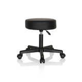 Sgabello girevole nero OPERATOR I con seduta imbottita e base a cinque ruote di hjh OFFICE – vista a 360° (vista frontale a tre quarti 40°)