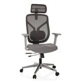 High-end Sedia da ufficio CASSILIS W grigia con schienale in rete e base a cinque ruote di hjh OFFICE – vista a 360° (vista frontale 15°)