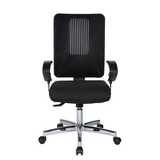 Sedia da ufficio professionale HJH SITNESS WORK nera con schienale in rete, braccioli e base a cinque ruote di Topstar – vista a 360° (vista frontale 0°)