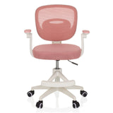 Sedia girevole per bambini KIDDY SMART rosa con schienale in rete e base a cinque ruote di hjh OFFICE – vista a 360° (vista frontale 0°)