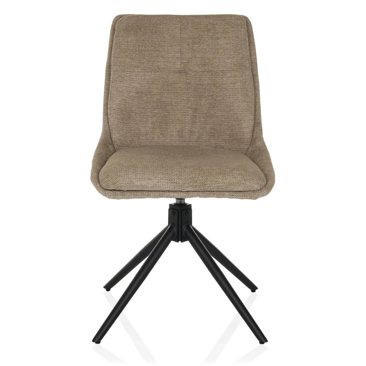 Sedia imbottita beige TARVISO I con base a quattro razze nera di hjh LIVING – vista a 360° (vista frontale 0°)