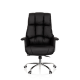 Poltrona professionale COMMANDER nera con imbottitura trapuntata e base a cinque ruote di hjh OFFICE – vista a 360° (vista frontale 0°)