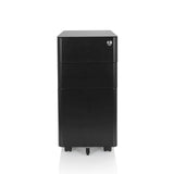 Cassettiera con rotelle COLOR I nera in metallo con tre cassetti e quattro ruote di hjh OFFICE – vista a 360° (vista frontale 0°)