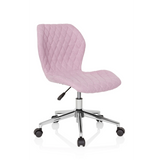 Sedia girevole per bambini JOY II rosa con effetto trapuntato e base a cinque ruote di hjh OFFICE – vista a 360° (vista frontale a tre quarti 40°)