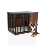 Trasportino per cane marrone PAWHOME S con grate e un cane piccolo accanto di hjh LIVING