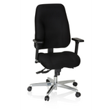 Sedia da ufficio professionale ZENIT COMFORT nera con braccioli e base a cinque ruote di hjh OFFICE – vista a 360° (vista frontale 20°)