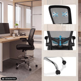 Sedia da banco VENDO WORK in nero con dettagli dello schienale e delle ruote di hjh OFFICE (immagine generata dall’IA)