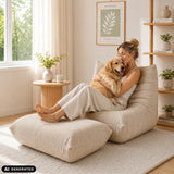 Pouf a sacco Sitzolo Podi beige con poggiapiedi coordinato di hjh LIVING (immagine generata dall’IA)