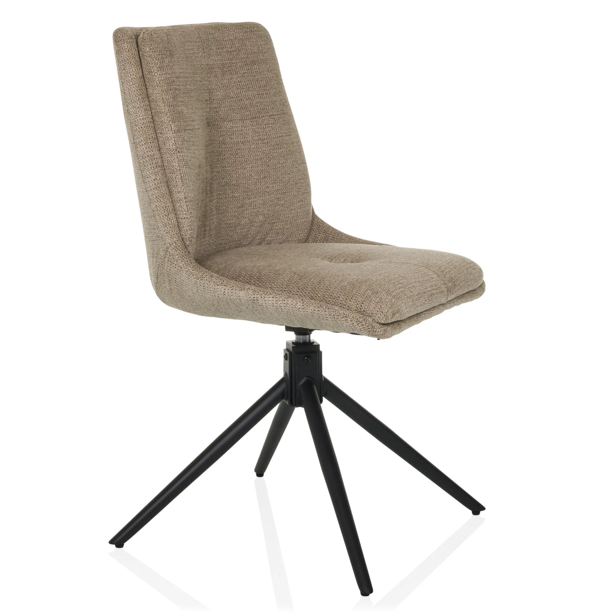 Sedia imbottita beige TARVISO I con base a quattro razze nera di hjh LIVING – vista a 360° (vista frontale a tre quarti 45°)