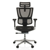 Poltrona di lusso ERGOHUMAN SLIM GEN2 nera con schienale in rete, braccioli e base a cinque ruote di hjh OFFICE – vista a 360° (vista frontale 0°)