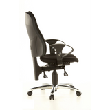 Sedia da ufficio professionale SITNESS 10 nera con braccioli e base a cinque ruote di Topstar – vista a 360° (profilo laterale 100°)