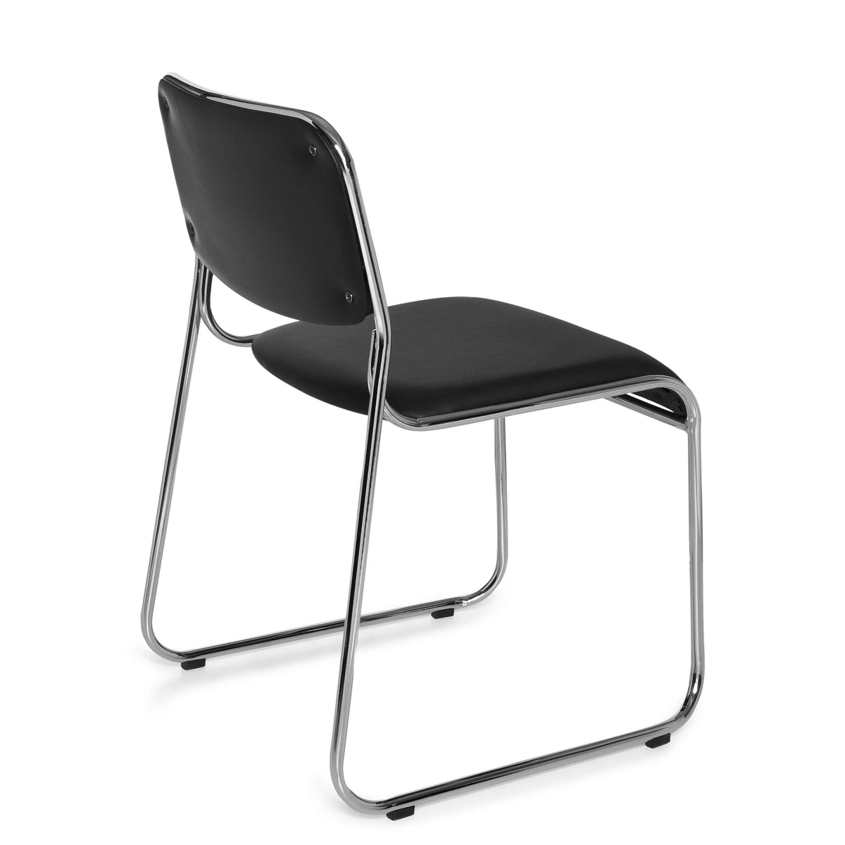 Sedia visitatore nera KOLTA con imbottitura e struttura in cromo di hjh OFFICE – vista a 360° (vista posteriore a tre quarti 120°)