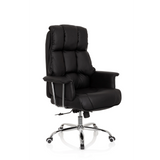 Poltrona professionale COMMANDER nera con imbottitura trapuntata e base a cinque ruote di hjh OFFICE – vista a 360° (vista frontale a tre quarti 40°)