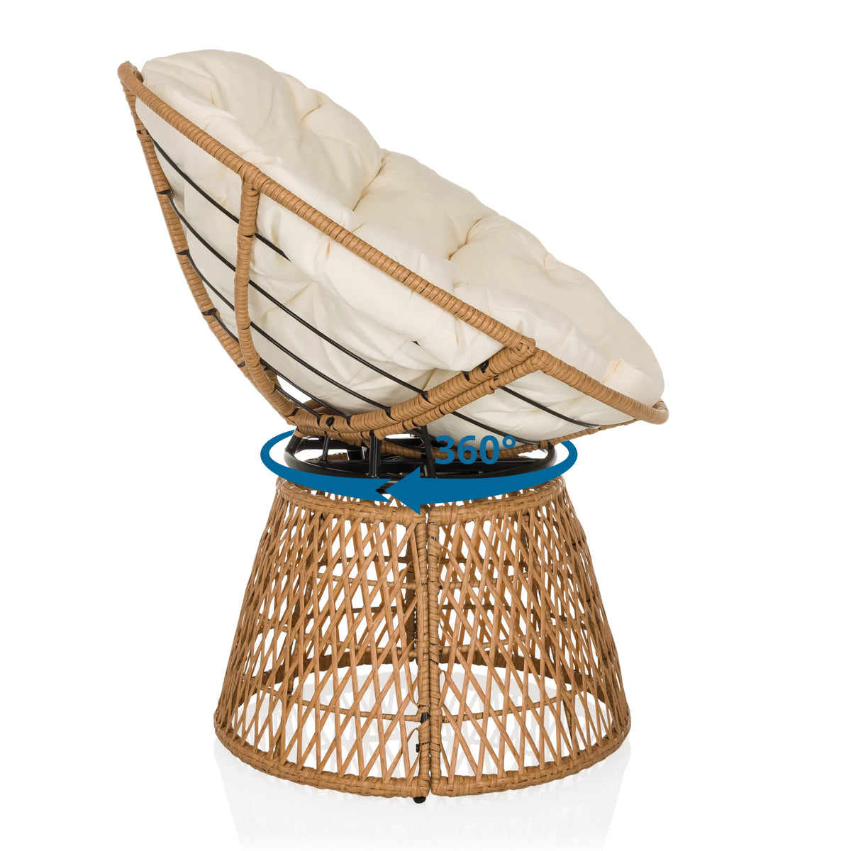 Funzione girevole a 360 gradi della Sedia da esterno WEAVORA in beige di hjh LIVING