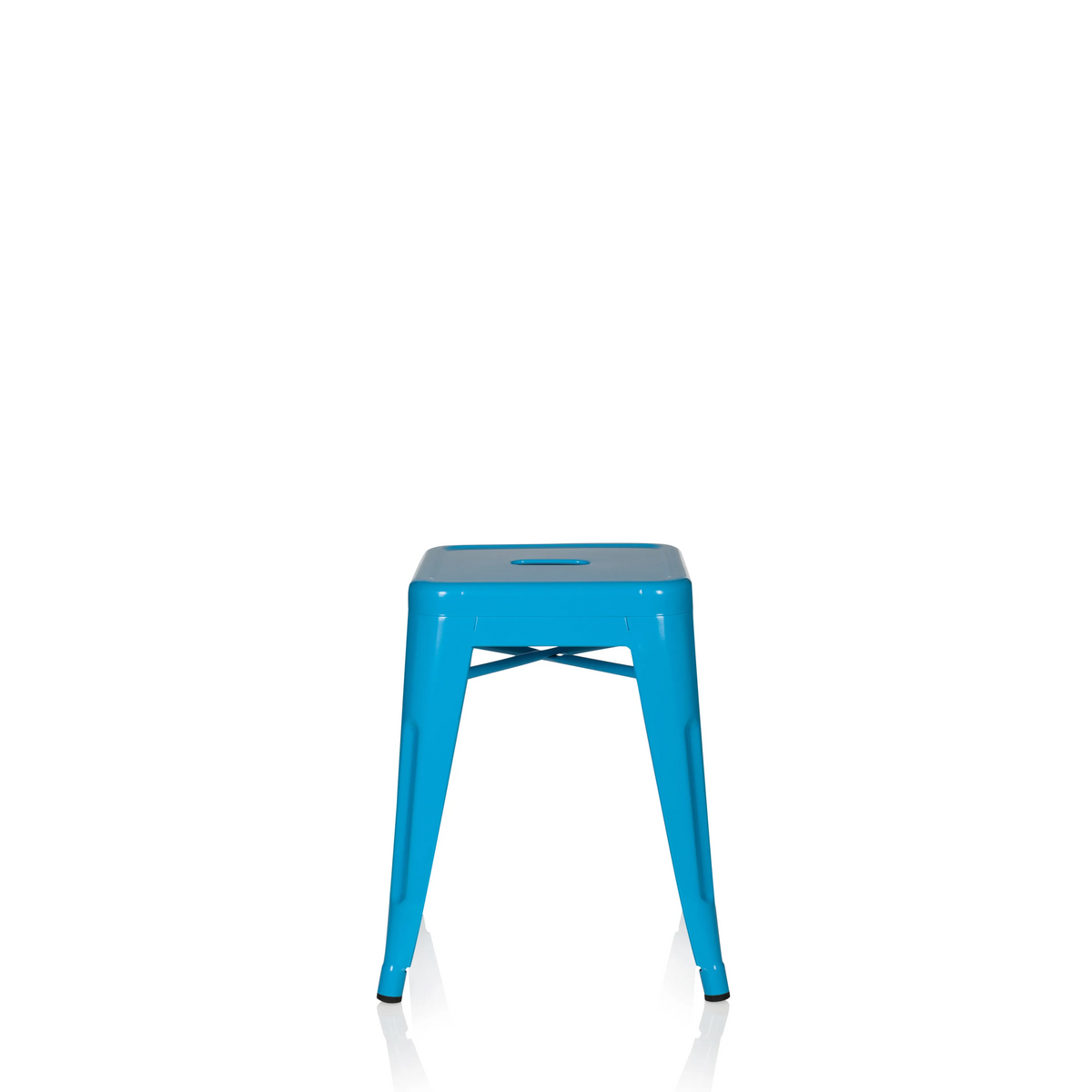 Sgabello bistro VANTAGGIO azzurro con seduta quadrata e traverse di hjh OFFICE – vista a 360° (vista frontale 0°)