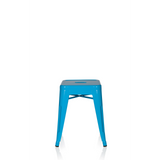 Sgabello bistro VANTAGGIO azzurro con seduta quadrata e traverse di hjh OFFICE – vista a 360° (vista frontale 0°)