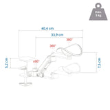 Disegno tecnico del Bracciolo RELEX RT1 con lunghezza di 40,4 cm e portata di 5 kg di hjh OFFICE