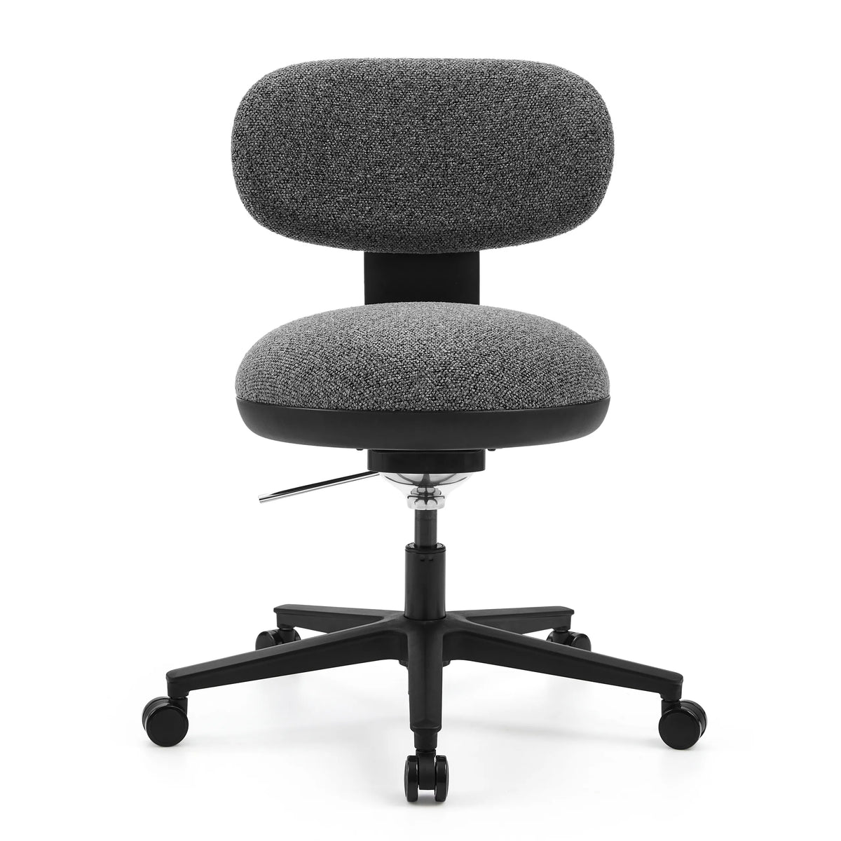 Sedia Home Office SITMOTION B grigia con seduta imbottita e base a cinque ruote di hjh OFFICE – vista a 360° (vista frontale 0°)
