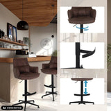 Sgabello da bar SOLAO LIFE HIGH marrone con pistone a gas, poggiapiedi e funzione girevole a 360 gradi di hjh LIVING (immagine generata dall’IA)