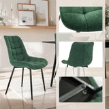 Sedia per sala da pranzo ELARIS color petrolio con imbottitura trapuntata e gambe nere, incluse viste dettagliate di hjh LIVING