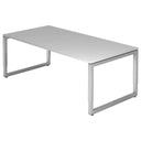 Höhenverstellbarer Schreibtisch REGO 2E S in Grau und Silber mit rechteckiger Platte von hjh OFFICE PRO