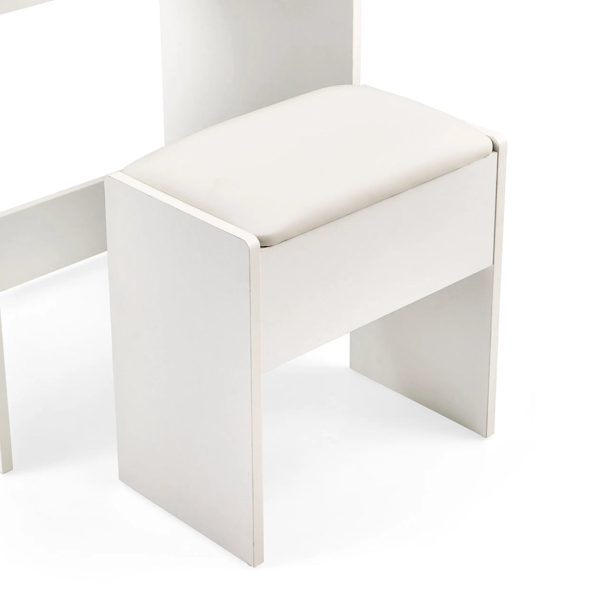 Sgabello bianco con seduta imbottita dello Specchio da Trucco Glamdesk di hjh LIVING