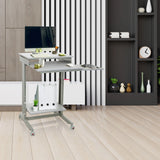Scrivania in piedi WORKSTATION grigia con due livelli, superficie di appoggio e rotelle di hjh OFFICE