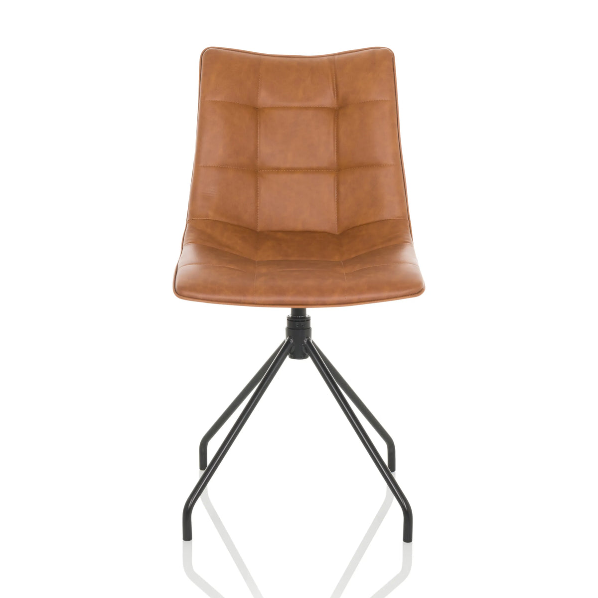 Sedia imbottita marrone TARVISO PU con impunture e struttura a quattro gambe di hjh OFFICE – vista a 360° (vista frontale 0°)