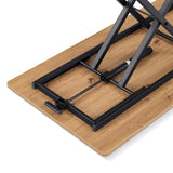 Base con telaio in metallo nero e piano in legno di quercia del tavolo Worktime Lift di hjh OFFICE