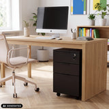 Cassettiera con rotelle DAVIK nera con tre cassetti e serratura di hjh OFFICE