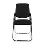 Sedia pieghevole ESTO nera con rivestimento in tessuto e struttura cromata di hjh OFFICE – vista a 360° (vista frontale 0°)
