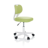 Sedia girevole per bambini KIDDY TOP W verde con struttura bianca e base a cinque ruote di hjh OFFICE – vista a 360° (vista frontale a tre quarti 60°)