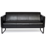 Sofà lounge nero BALI BLACK a tre posti con braccioli e struttura in metallo di hjh OFFICE – vista a 360° (vista frontale 0°)