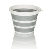 Contenitore pieghevole CLEAN SILR grigio-bianco con struttura pieghevole e bordo bianco di hjh OFFICE – vista a 360° (profilo laterale 270°)