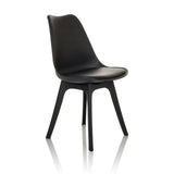 Sedia a conchiglia SCANDI P nera con quattro gambe di hjh OFFICE – vista a 360° (vista frontale a tre quarti 45°)