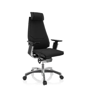 High-End-Bürostuhl GENIDIA PRO mit schwarzem Stoffbezug und poliertem Fußkreuz von hjh OFFICE