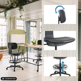 Sedia da banco TOP WORK B nera con poggiapiedi e regolazione dell'altezza di hjh OFFICE (immagine generata dall’IA)