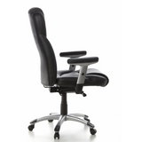 Poltrona professionale EMBASSY 200 L nera con braccioli e base argentata a cinque ruote di hjh OFFICE – vista a 360° (profilo laterale 100°)