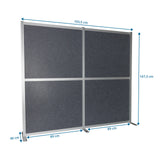 Disegno dimensionale della Parete divisoria FLEXMIUT MODUL di 193,5 × 167,3 cm in grigio di hjh OFFICE