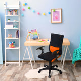 Sedia girevole per bambini KIDDY PRO AL in nero-arancione con braccioli e rotelle di hjh OFFICE