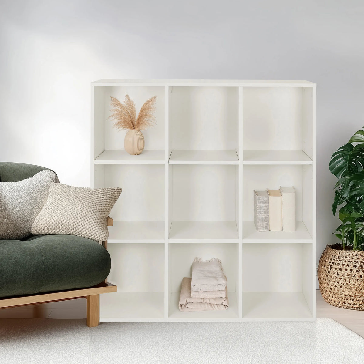 Scaffale bianco BJORKE con nove scomparti quadrati aperti di hjh LIVING