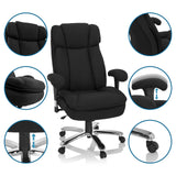 Sedia girevole BUILDER XXL I nera con rivestimento in tessuto, altezza regolabile e rotelle di hjh OFFICE