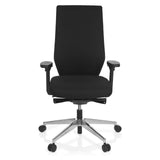 Sedia da ufficio professionale PRO-TEC 700 nera con braccioli e base lucida a cinque ruote di hjh OFFICE – vista a 360° (vista frontale 0°)