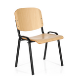 Sedia a quattro gambe XT 600 SW H con seduta e schienale in faggio e struttura nera di hjh OFFICE – vista a 360° (vista frontale a tre quarti 40°)