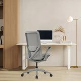 High-end Sedia da ufficio VERVIO grigia con schienale in rete e braccioli di hjh OFFICE
