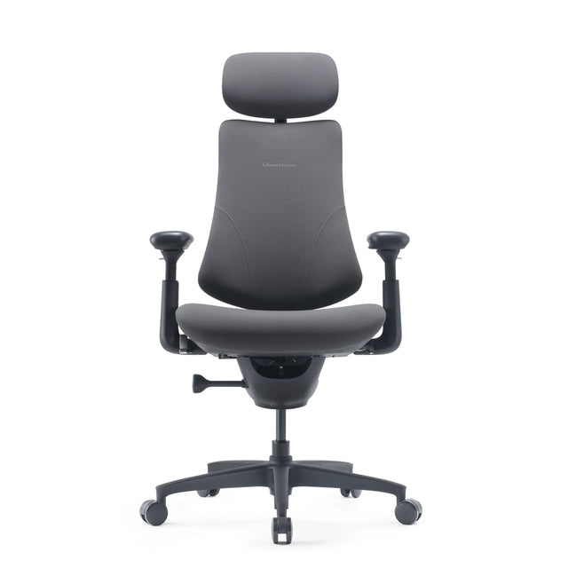 High-End-Bürostuhl LiberNovo Omni Gen in Dunkelgrau mit Kopfstütze und Armlehnen von Libernovo
