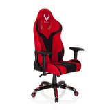 Sedia da gaming PROMOTER II rossa e nera con braccioli e base a cinque ruote di hjh OFFICE – vista a 360° (vista frontale a tre quarti 40°)