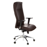 Poltrona di lusso MURANO 20 marrone scuro con braccioli e base a cinque ruote di hjh OFFICE – vista a 360° (vista frontale a tre quarti 60°)