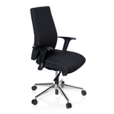 Sedia da ufficio professionale PRO-TEC 250 nera con braccioli e base a cinque ruote di hjh OFFICE – vista a 360° (vista frontale a tre quarti 60°)